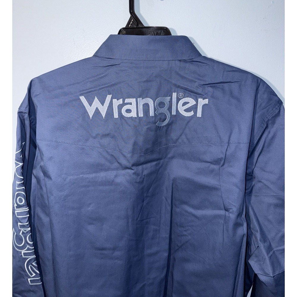 WRANGLER Men's Shirt Classic Fit Western‎ Cowboy Pearl Snap Blue NEW Size XXL